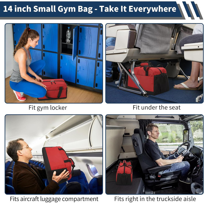 Спортивна сумка маленька з відділенням для мокрого - 35x20x20 см, ручна поклажа, міні-дуфл-сумка з кількома відділеннями для спорту, відпочинку, коротких подорожей (червона, 35 см)