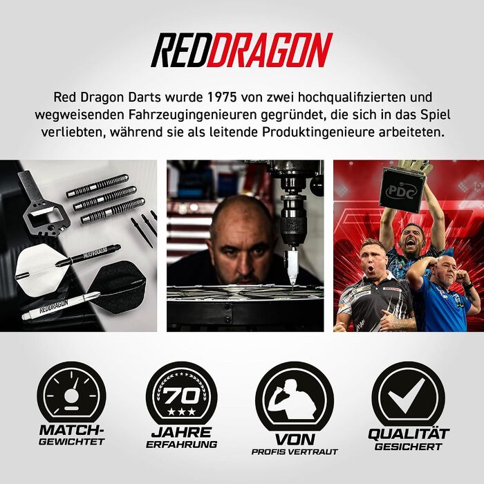 Професійний набір дротиків RED DRAGON Pegasus 80% вольфрам, сталевий наконечник, 23г, чорні (з флайтами, шафтами та кейсом)