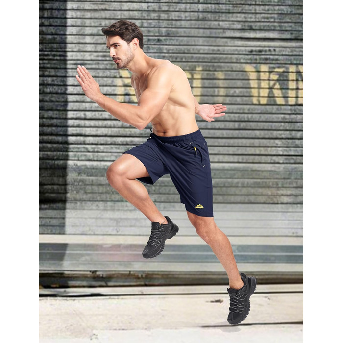 Шорти спортивні чоловічі MAGCOMSEN, дихаючі, легкі, для тренувань та прогулянок, з кишенями на блискавці (темно-синій, 36)