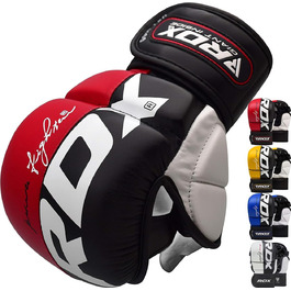 Боксерські рукавички RDX MMA для тренувань та боротьби, схвалені SMMAF, шкіра Palm-O Maya, для кікбоксингу, муай-тай, ММА, спарингу та ударної роботи