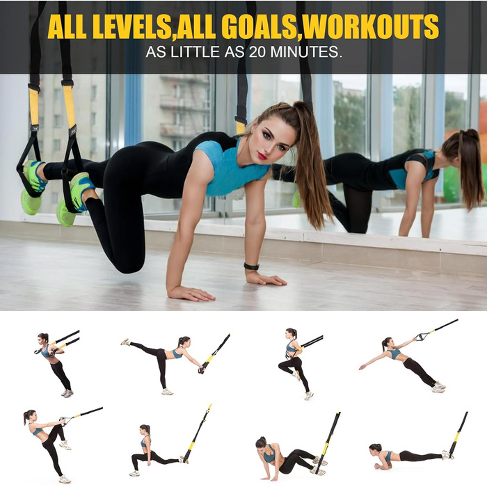 Слінг-тренажер для комплексних тренувань вдома - повний комплект з сумкою та інструкцією, жовтий