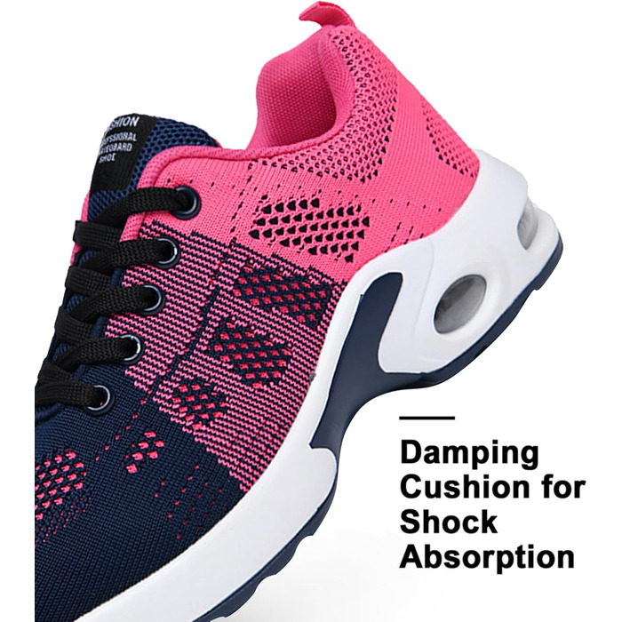 Жіночі кросівки для бігу Hitmars: спортивне взуття з повітряною подушкою, антиковзаючі, для вулиці, бігу, фітнесу. Розміри EU 36-46. Кольори: чорний, рожевий, червоний, оранжевий, фіолетовий, білий.