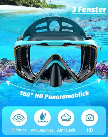 Набір для снорклінгу для дорослих: маска, трубка, регулятор. Зелений+Чорний