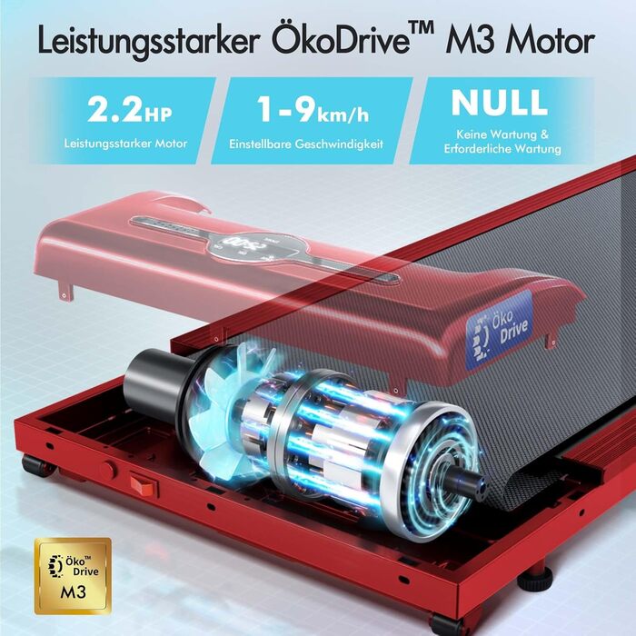 Бігова доріжка Walking Pad BLACK LORD 3-in-1 (SL9) — компактна портативна доріжка під стіл для дому та офісу, з Bluetooth-динаміком, червона