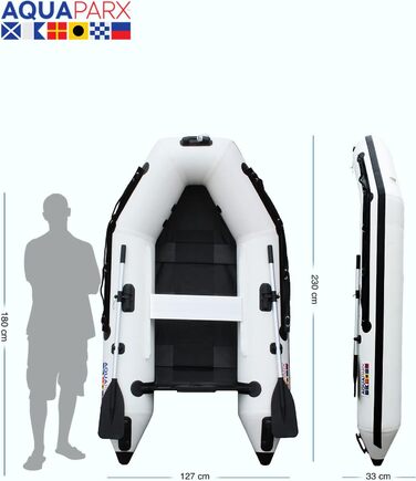 Надувний човен AQUAPARX 230PRO MKIII Білий, для риболовлі, 2 особи, вантажопідйомність 200 кг, стійкий і швидкий, для будь-якої погоди, підходить для підвісного мотора