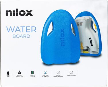 Електрична плавальна дошка Nilox Waterboard, акумулятор 37В 2.5А·год, до 60 хв роботи, 3 швидкості до 5,4 км/год, для плавання та дайвінгу до 2 м, портативна