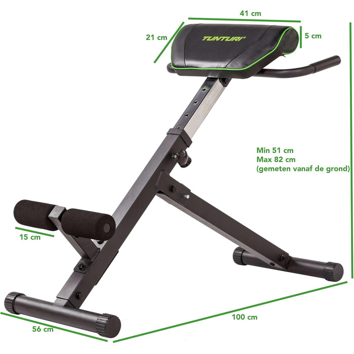 Тренажер для спини Tunturi CT40, гіперекстензія, регульований римський стілець на 7 положень, складаний
