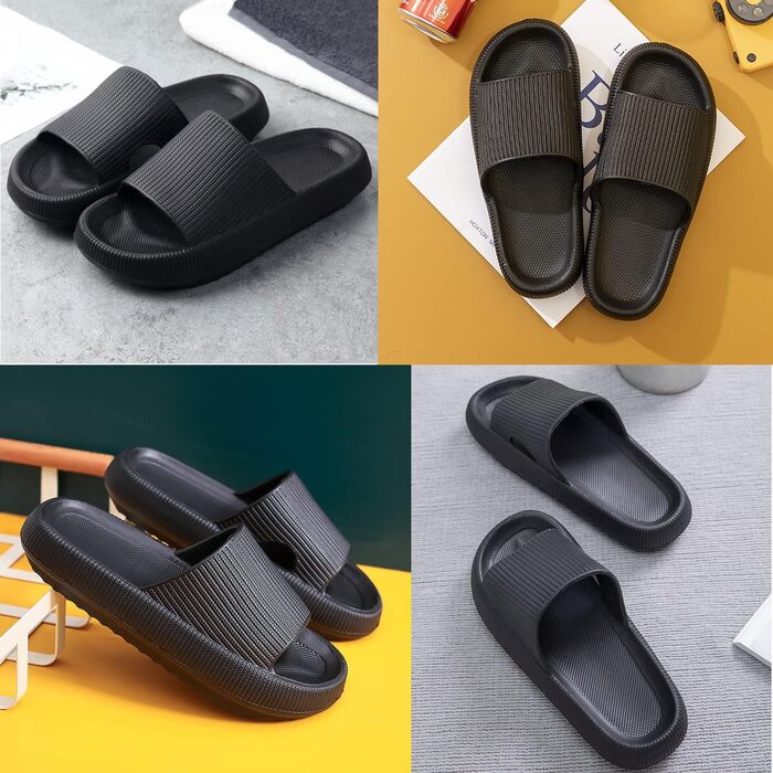 Шльпанці Cozislides Original: м'які, неслизькі, для дому та пляжу. Чоловічі та жіночі, чорні, 40/41 EU