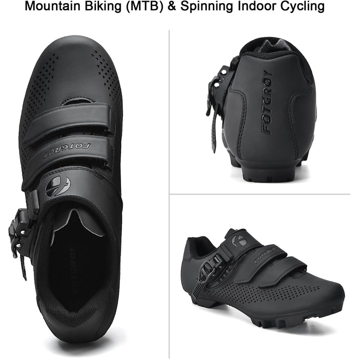 Чоловічі та жіночі велотуфлі для гірського велосипеда (MTB) з сумісними підошвами SPD, зелені (45 EU, чорні з 4 чорними клітами)