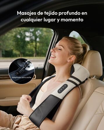 Масажний накид для крісла з підігрівом та 3D масажем, Shiatsu масажер для спини з 3 рівнями інтенсивності, Romm (V-WMN01)