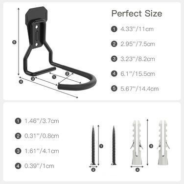 Тримач для велосипеда Housolution, 8 шт. - настінний, L-подібний, вертикальний, з EVA-гумою, для гаража, магазину велосипедів, чорний