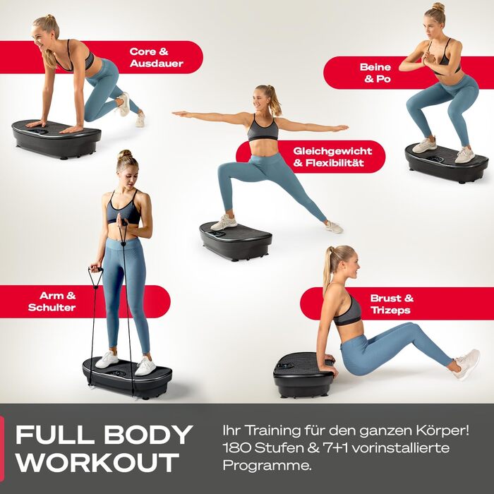 Платформа для вібраційного тренування Sportstech VP250/VP275 - для дому, тихий мотор, 180 рівнів інтенсивності, чорний колір