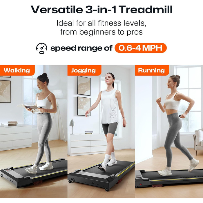 Компактна бігова доріжка Smart Walking Pad для дому та офісу під стіл, з подвійною амортизацією, тихим ходом, підтримкою Workout-додатку та режимом HIIT