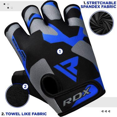 Фитнес рукавички RDX з підтримкою зап'ястя для тренувань, важкої атлетики та бодібілдингу, XXL, блакитні