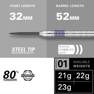 Професійний набір дротиків Target Darts Luke Littler 80% вольфрам, стальні дротики, Pro Grip, Pro Ultra, з чохлом, аксесуари та доступ до DartCounter