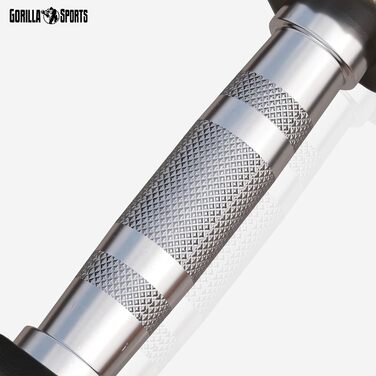 Гантелі GORILLA SPORTS Hexagon 50 кг – шестигранні, гумові, чавунні, рифлений хромований гриф, чорні, для фітнесу та силових тренувань