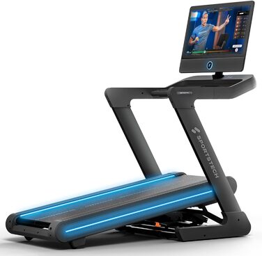 Біговий тренажер Sportstech sTread Pro/Lite: складний, до 20 км/год, нахил 15-17%, 150 кг, LED, сумісність з APP, тихий 7PS двигун, велика площа для бігу, німецька якісна марка