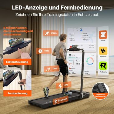 Беговая дорожка Mobvoi Home Laufband Plus Intelligente KI 3-in-1: складная, 2.5 PS, LED-дисплей, Bluetooth, для дома, до 120 кг, 12 км/год