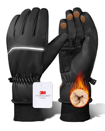 Водонепроникні зимові рукавички GXCROR для жінок та чоловіків з підтримкою сенсорного екрану, 3M Thinsulate, для катання на лижах, велосипеді, прибирання снігу та робіт на відкритому повітрі, до -20°C, теплоізоляція