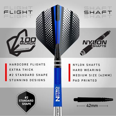 Дарти сталеві RED DRAGON Razor Edge 18G Tungsten з пір'ям та стержнями - професійні