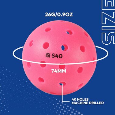 М'ячі для піклболу A11N S40 для вулиці, набір 3/6/12/50 шт., неон зелений/фуксія/мандарин, сертифіковані для турнірів