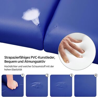 Масажне ліжко Yaheetech з 2 зонами, регульоване по висоті, з підголівником та підлокітниками, 213x82x85,5 см, до 250 кг