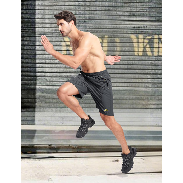 Шорти спортивні чоловічі MAGCOMSEN, шорти для тренувань, туризму та фітнесу, швидковисихаючі, з кишенями на блискавці (темно-сірий, 36)