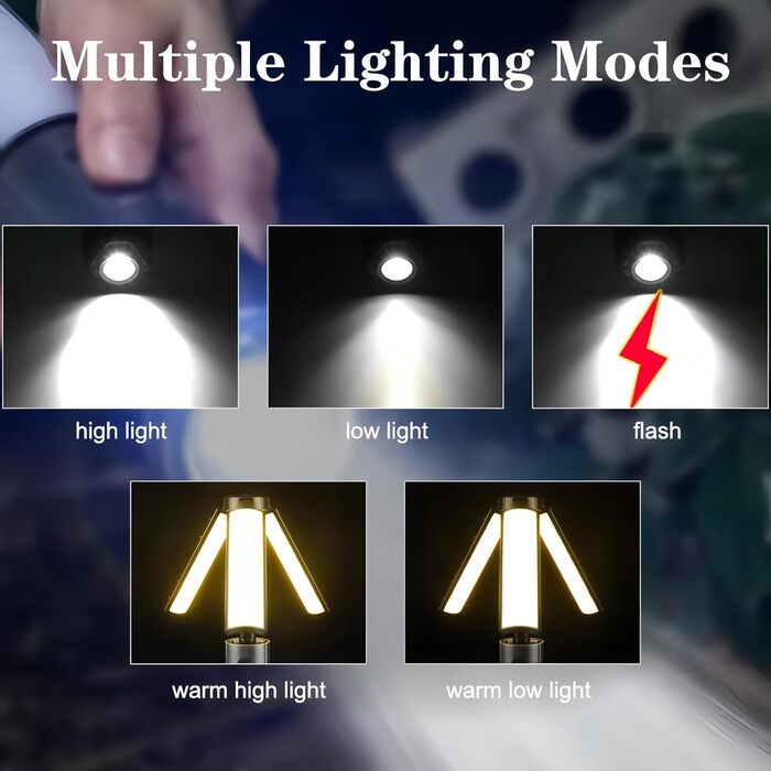 Ліхтар кемпінговий Gerbala 3000mAh з телескопом, LED, багатофункціональний, з гачком, 3 режими, для кемпінгу та піших прогулянок
