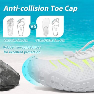 Водні шкарпетки для плавання та відпочинку на пляжі: чоловічі та жіночі шкарпетки для води, швидко сохнуть, з дренажними отворами, для басейну, моря, серфінгу, каякінгу, фітнесу, розміри 36-46 EU (39 EU, білий)