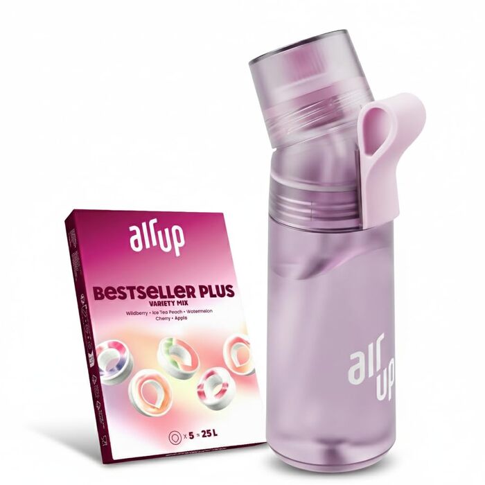 Пляшка для води air up Twist Pro Лаванда 600 мл з арома-капсулами та соломинкою - фіолетова пляшка для школи, спорту, фітнесу