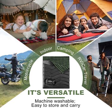 Спальний мішок для двох дорослих та дітей, XL, Queen Size, для кемпінгу та походів, вологостійкий, з компресійним мішком, чорний/зелений