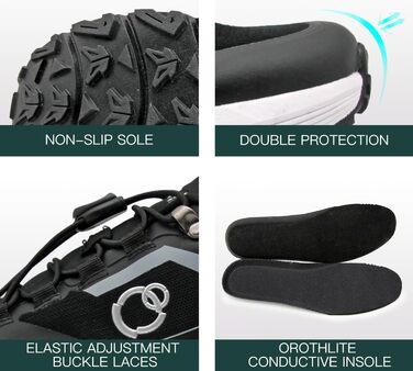 Чоловічі трекінгові кросівки Earthinglife для трейлраннінгу та хайкінгу. Водонепроникні, з антиковзною підошвою. Розмір 43 EU, чорний колір.