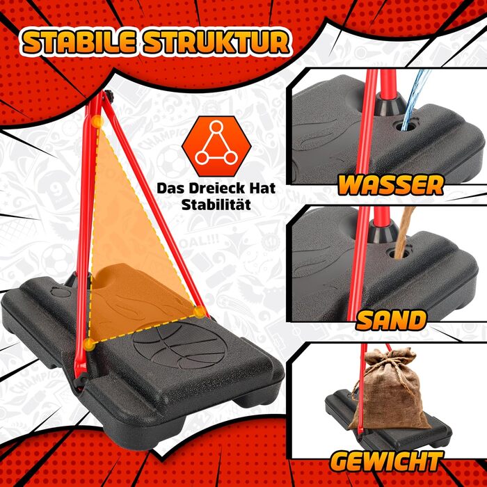 Дитячий баскетбольний кошик, регульована висота 105-183 см, з м'ячем та табло, для хлопчиків та дівчаток