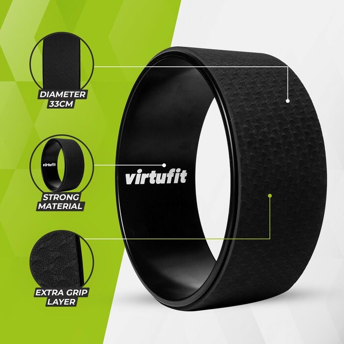 Преміум йога-валик VirtuFit 33 см, онікс чорний