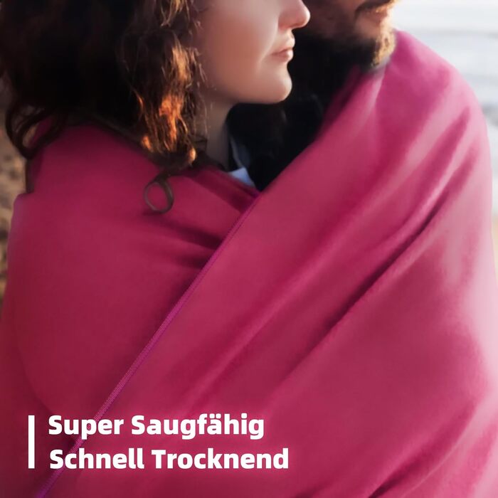 Набір рушників Damoguin 3шт. з мікрофібри (великий 180*80см + 2шт. маленькі 80*40см). Швидковисихаючі рушники для спорту, пляжу, басейну та подорожей (рожеві)