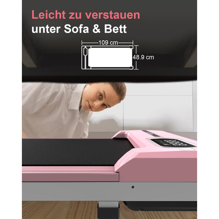 Ходьбова доріжка HomeFitnessCode - компактний електричний біговий тренажер для дому (рожевий)