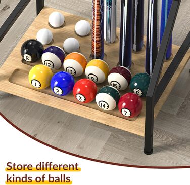 Стійка для більярдних київ YBING: тримає до 10 київ, бамбукова, з невеликою поличкою