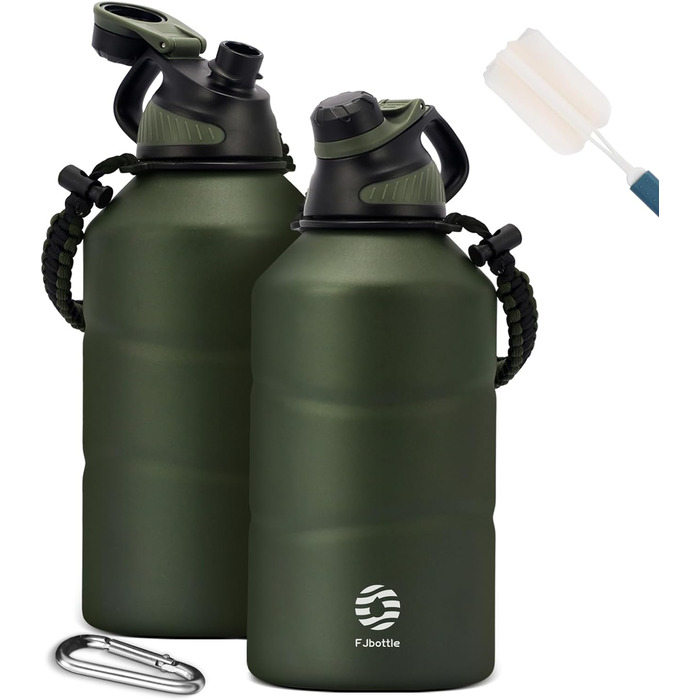 Термос Fjbottle з нержавіючої сталі 1900 мл, магнітна кришка, BPA-free, подвійні стінки, герметичний, підходить для газованої води, спортивна пляшка для води, університет, фітнес, кемпінг, outdoor