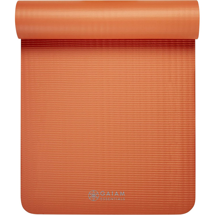 Yogamat Gaiam Essentials товстий 1 см, оранжевий, 183x61 см з ременем для перенесення - для йоги та фітнесу
