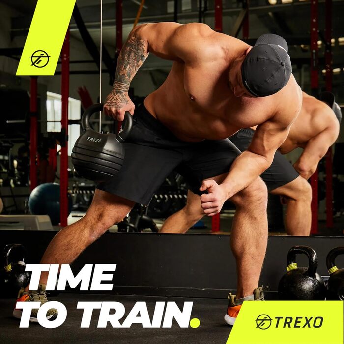 Регульована гиря TREXO з чавуну 4-14 кг, для кросфіту та фітнесу, чорна