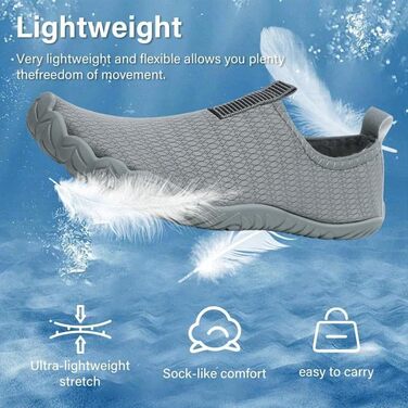 Чоловічі та жіночі аквашузи Ziitop для плавання, серфінгу, йоги. Швидка сушка, підошва з EVA, розмір 36-46 EU (41 EU, темно-сірий)