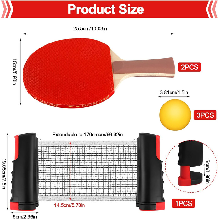 Набір для настільного тенісу: 2 ракетки, сітка, м'ячики, сумка