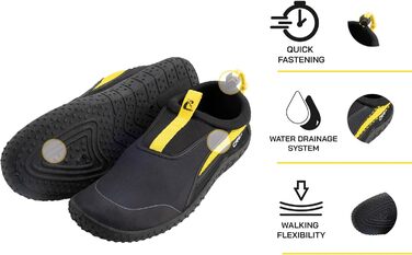 Взуття Cressi Coco - Швидковисихаючі аквашузи для скель, моря, пляжу. Підходять для серфінгу, басейну та водних видів спорту, унісекс, чорно-жовтий, 41.5 EU