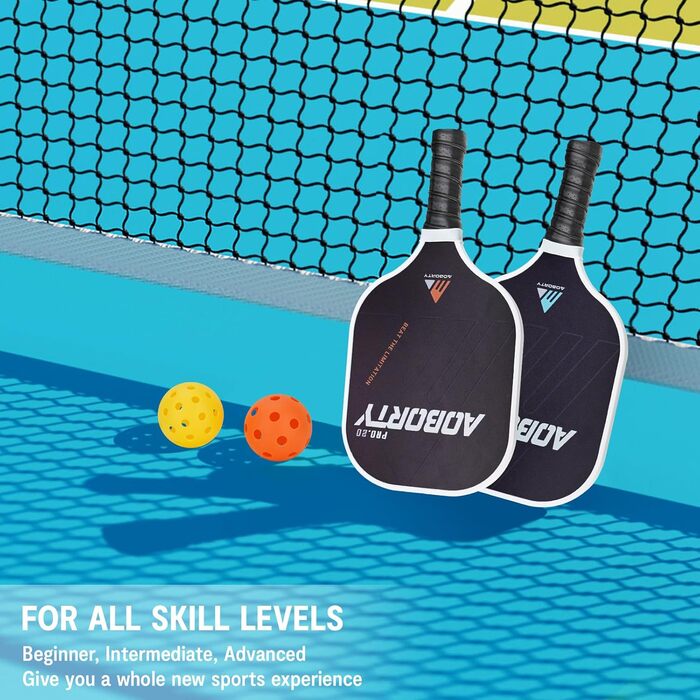 Набір для піклболу: 4 ракетки, 4 м'ячі, сумка. Легкий графіт, USAPA, преміум-якість, фацерова поверхня, полімерний комірчатий сердечник. Чорний дизайн сітки