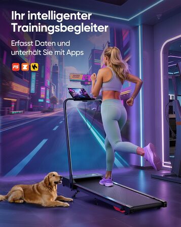 Біговий тренажер 6 в 1 для дому, складаний, з регулюванням нахилу 10% та ручкою. Підходить для дому/офісу, LED-дисплей, до 135 кг, пульт дистанційного керування та додаток. Без встановлення (червоний)