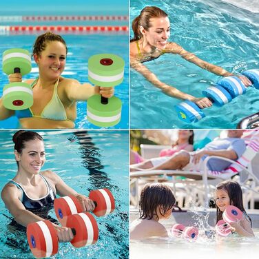 Набір з 2 аква-гантелі для фітнесу у воді, піна, знімні ручки, для чоловіків та жінок (Рожевий)