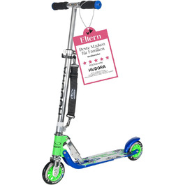 Дитячий алюмінієвий самокат HUDORA BigWheel 125, міський, складаний, регульований, до 100 кг, з ременем для перенесення