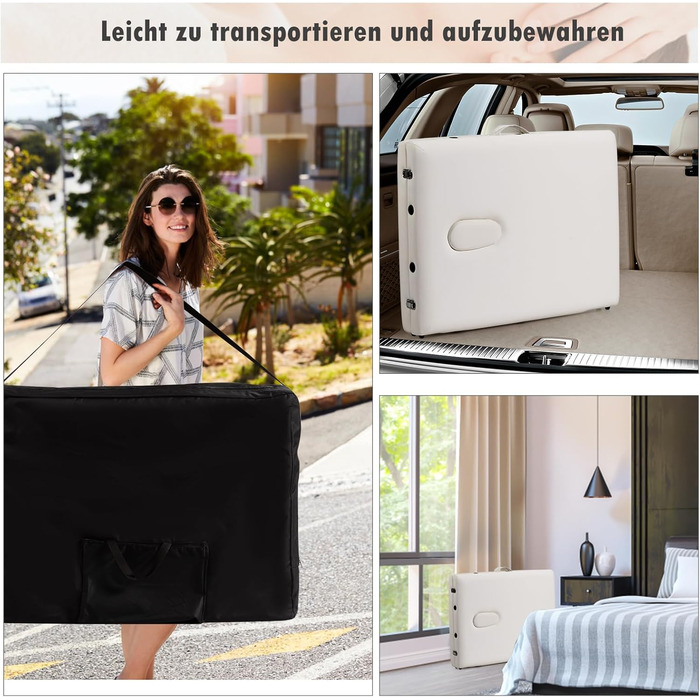 Масажний стіл Costway з алюмінієвого сплаву 70 см, 2-рівневий складний масажний стіл з сумкою, знімні підголовник та підлокітники, регульована висота для фізіотерапії та масажу