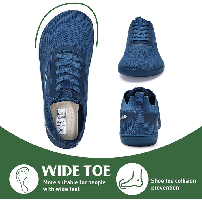 WateLves Легкі дихаючі кросівки для ходьби та тренувань, мінімалістичні трейлранні кросівки для жінок та чоловіків (37 EU, Синій)