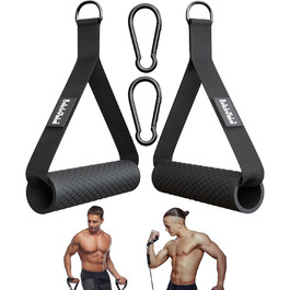 Кабель-тяга з ручками для фітнесу з карабінами - 2 ручки з TPR, стійкі до ковзання та поту, для силових тренажерів, фітнес-гумок та кросоверів - нейлонові стрічки з посиленою швом